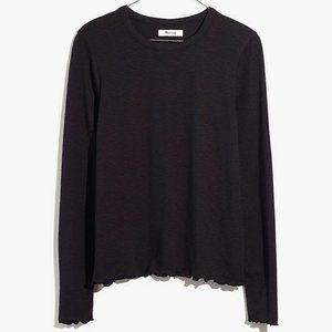 Madewell Black Long-Sleeve Baby Tee with Lettuce Hem Size Medium